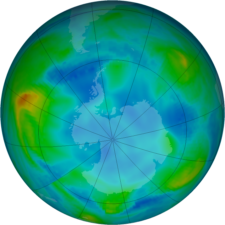 Antarctic ozone map for 27 May 2000